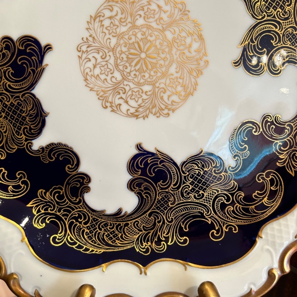 Reichenbach Fine Porcelain Cobalt Gold and White Platter Made in Germany - Picture 5 of 13